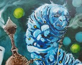 水タバコを吸う芋虫 不思議の国のアリス ハードボードに描いた