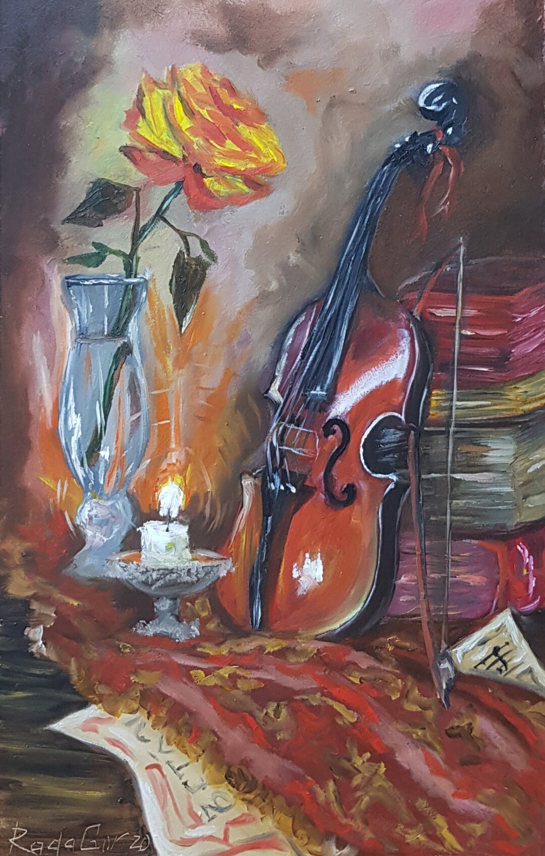 Violin Painting Shelf Art Music Modern Wall Art Mozart Artwork Gift for ...