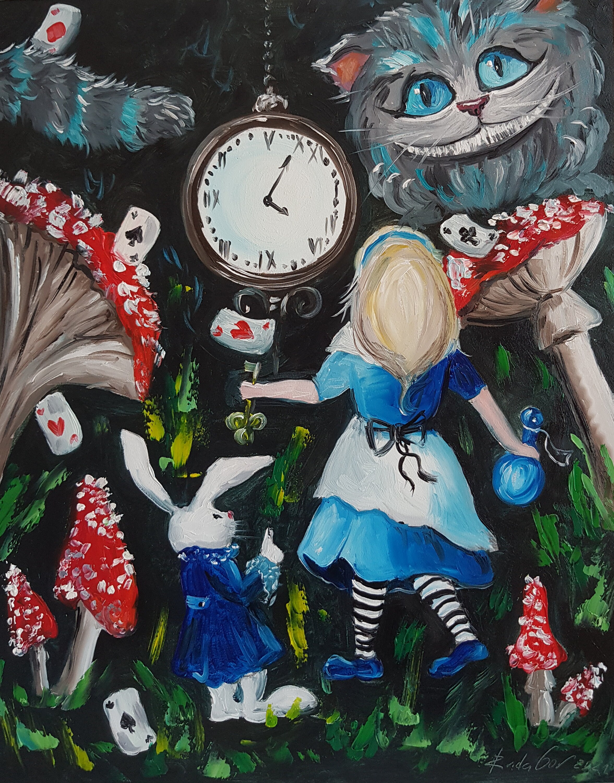 Alice Original Art Alice In Wonderland Original Painting Fly Etsy