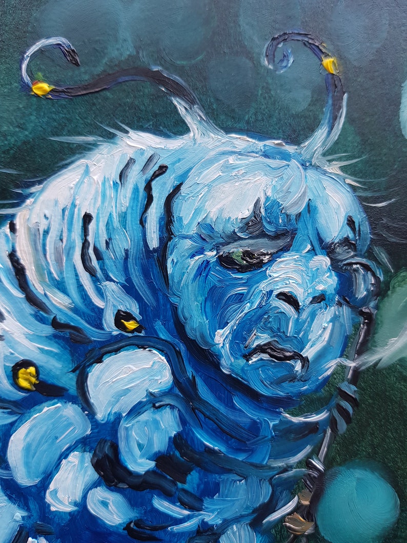 Hookah Smoking Caterpillar Alice in Wonderland Original Oil Etsy