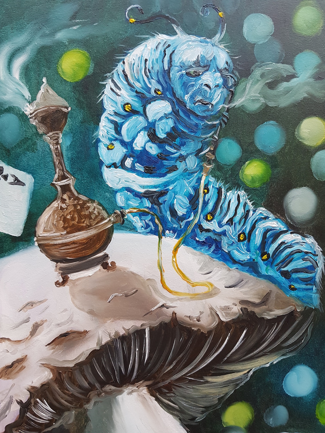 Hookah Smoking Caterpillar Alice in Wonderland Original Oil Etsy UK