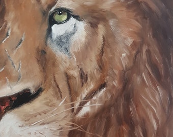 lion art decor original painting lion face painting oil painting on hardboard lion king of animals oil painting is 100% handmade by Rada Gor
