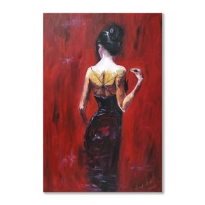 Woman in Black Dress Nude Body Painting Flamenco Art Feminine Sexy Back