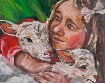 羊飼いの少女 - ウィリアム・ブグローの手描きの油絵の複製、風景画の