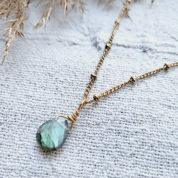 Collier goutte labradorite