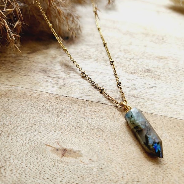 Collier pointe labradorite