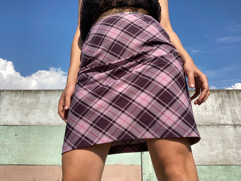 vintage skirt checked skirt violet skirt 90s skirt purple skirt a-line skirt dorothy perkins skirt