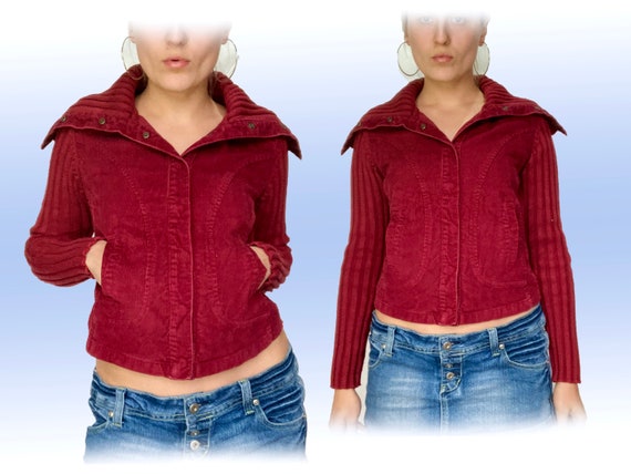 vintage y2k jacket / y2k sweater / red jacket / co