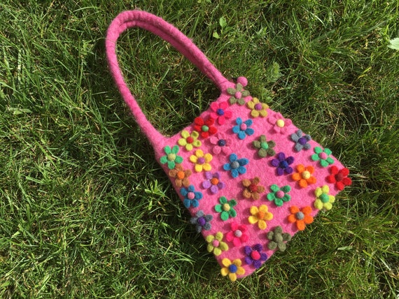 vintage bag / flower bag / hand made bag / mini ba