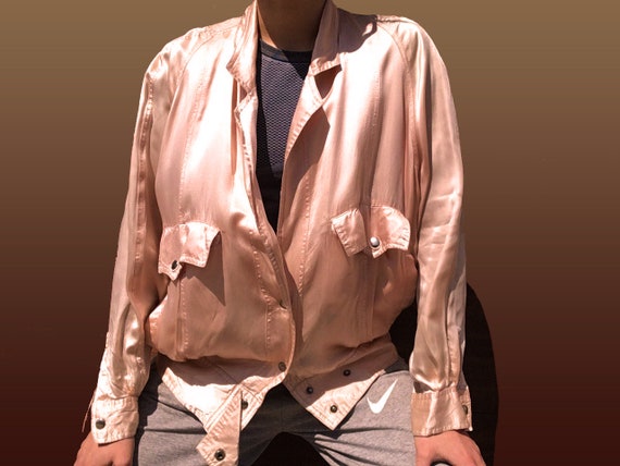 vintage jacket / silky jacket / 80s jacket / pink