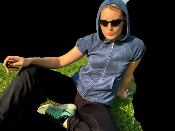 y2k hoodie / juicy couture hoodie / blue velour ho