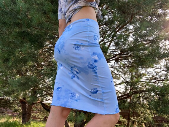 vintage skirt / slip skirt / light blue skirt / ro