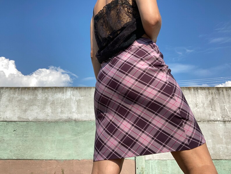 vintage skirt checked skirt violet skirt 90s skirt purple skirt a-line skirt dorothy perkins skirt