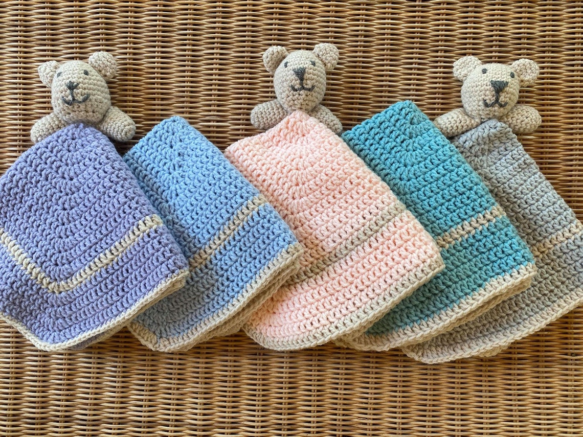 Teddy Bear Comfort Blanket Baby Etsy