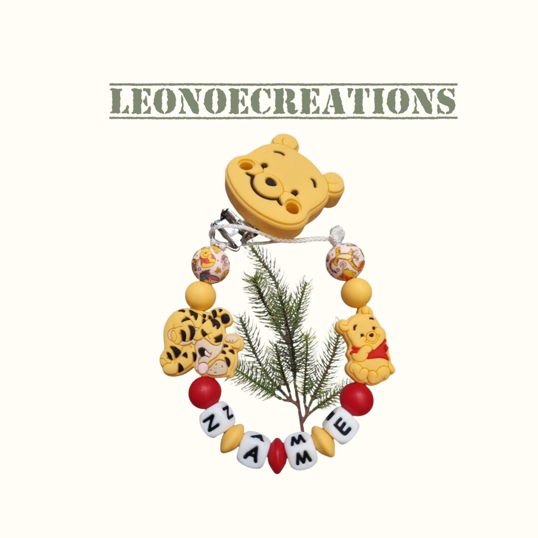 Personalized Winnie the Pooh Pacifier Clip - Winnie & Tigger Pattern ...