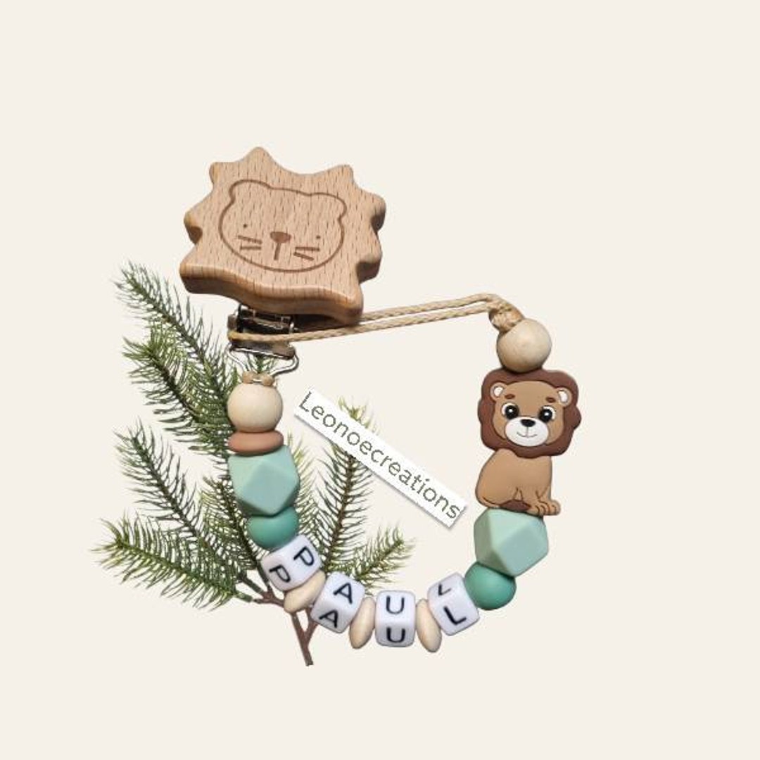 Personalized Pacifier Clip Lion Pacifier Clip Birth Gift Etsy