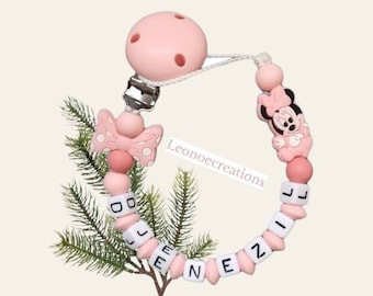 Personalized Minnie Mouse girl pacifier clip - Customizable