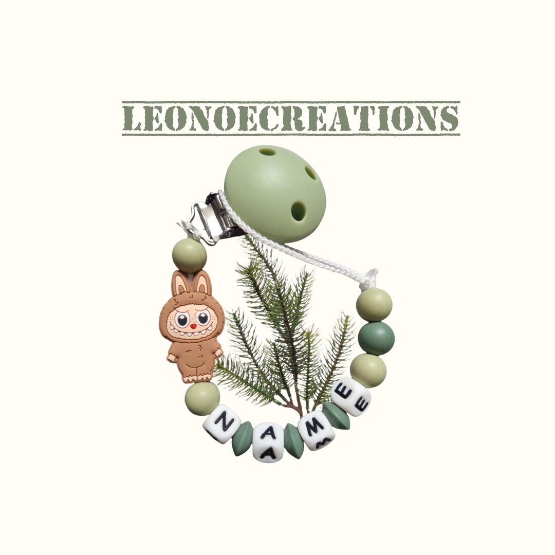 Labubu Pacifier Labubu Personalized Pacifier Clip, Round Green Silicone Clip, Green ...
