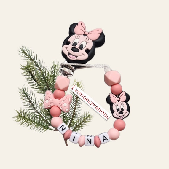 Personalized Girl's Pacifier Clip Minnie Silicone Pacifier Clip 