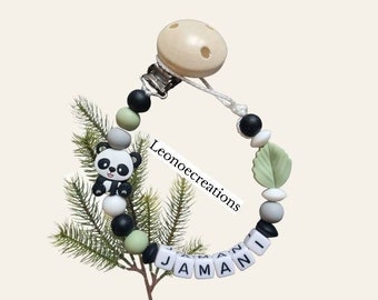 Personalized panda pacifier clip - Boy's pacifier clip - Gift