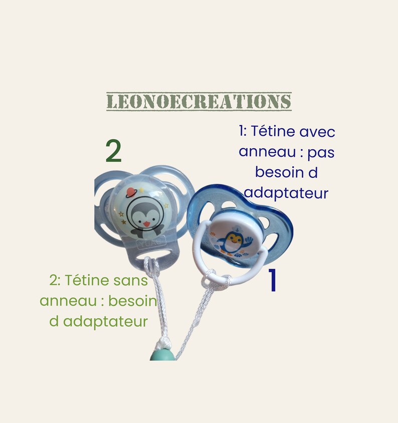 Pinza para chupete arcoíris personalizada - Perlas de silicona beige y terracota - Regalo para bebé imagen 6