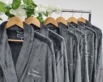 Personalised Mens Luxury Soft Warm Shawl Collar Snuggle Fleece Cosy Bath Robe Long Sleeve Housecoat Loungewear