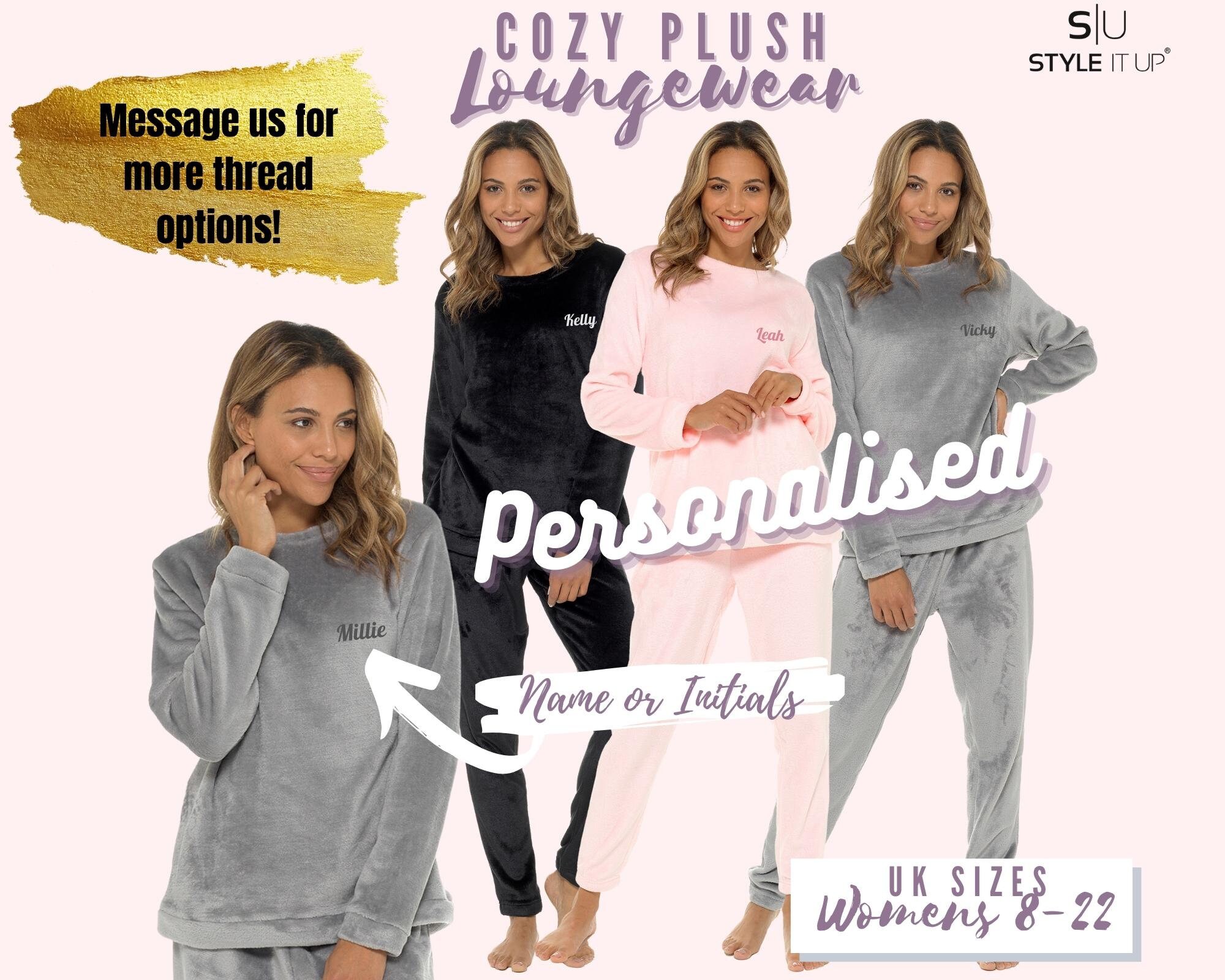 Buy Personalised Monogrammed Ladies Womens Pyjamas Fluffy Fleece