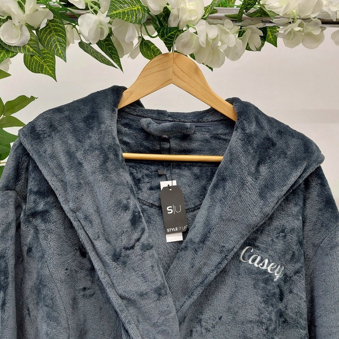 Personalised Womens Ladies Luxury Dressing Gown Plain Hooded Shimmer Fleece Lined Fluffy Snuggle Soft Bath Robe Etsy UK