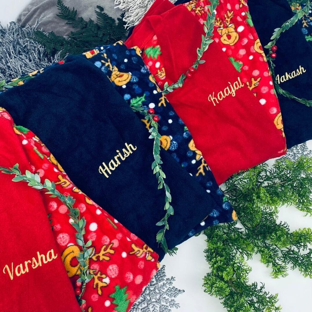 Mistletoe Pyjamas Personalised Family Matching Adult Kids Christmas Pyjamas Xmas ...
