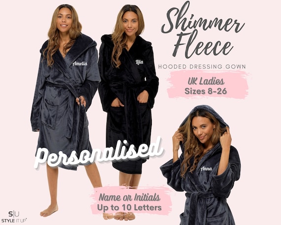 Personalised Luxury Shimmer Fleece Dressing Gown  Women's Hooded Fluffy Bath  Robe - Etsy