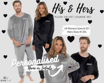 Personalised His / Hers, Mr / Mrs, Bride / Groom, Flannel Fleece Pyjama Set PJs Mens Ladies Twosie Matching Gift Idea