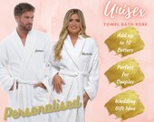 Personalised His Hers, Mr Mrs, Bride Groom Mens Womens Unisex Towel Bath Robe Spa Monogrammed Terry Dressing Gown 100 Cotton