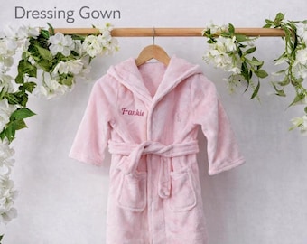 Personalised Babies Girls/Boys Giraffe Embroidered Dressing Gown Novelty Soft Snuggle Warm Cute Gift Matching Set