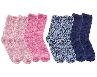 Womens Popcorn Texture Slipper Socks Fluffy Winter Lounge Socks (2 Pairs)