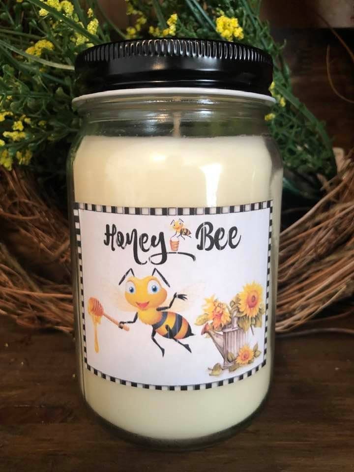 Honey Bee Jar Candle/ 16oz./Highly Soy Etsy