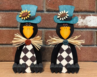 Crow Shelf Sitter: Hand Painted Whimsical Home Decor