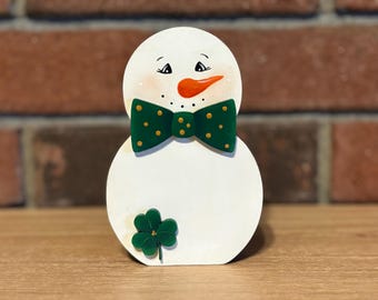 Irish Snowman with Shamrock: Hand Painted St. Patrick's Day Decor