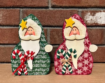 Santa Claus, Handmade Wooden Christmas Shelf Sitter, Holiday Decor
