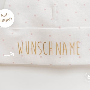 Iron-on transfer personalized with your desired name in different colors handmade iron-on design for baby hat gift