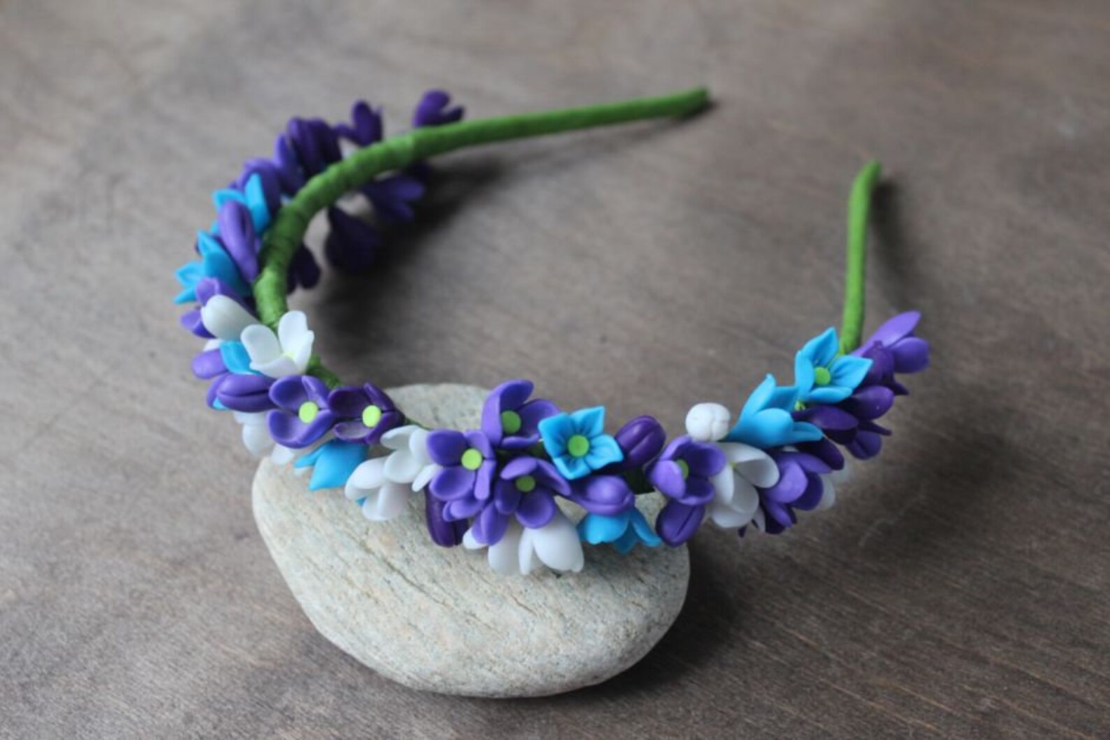 Polymer clay headband Spring Flowers Etsy