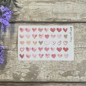 Adesivi a forma di cuori rosa acquerellati, posta ordinaria, decorazioni per buste, artigianato, carta da lettere, carta per appunti per amici di penna, cancelleria, adesivi per planner, gnomi