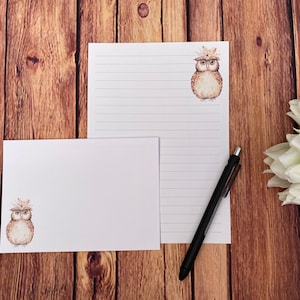 Uil A5-schrijfset, slakkenpost, Happy Post, penvriendje, briefpapier op maat, brievenset, briefpapier en enveloppen A5, notitiepapier