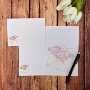Set da scrittura con busta floreale A5, posta ordinaria, Happy Post, Penpal, cancelleria personalizzata, set di lettere, set da scrittura A5, carta per appunti