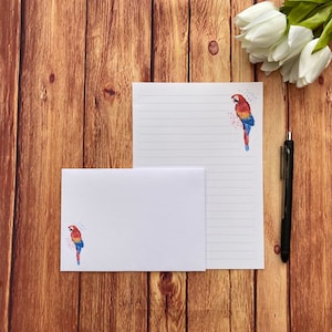 Juego de escritura Parrot A5, correo postal, Happy Post, amigo por correspondencia, papelería personalizada, juego de cartas, sobres para juego de escritura A5, papel para notas