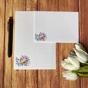 Set da scrittura A5 Floral Bird, posta ordinaria, Happy Post, Penpal, cancelleria personalizzata, set di lettere, set da scrittura A5, buste, carta per appunti
