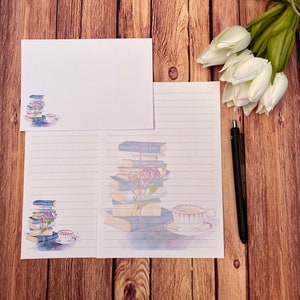 Books & Coffee A5 Writing Set, Snail Mail, Happy Post, Penpal, Custom Stationery, Letter Set, A5 Writing Paper and Envelopes, Note Paper