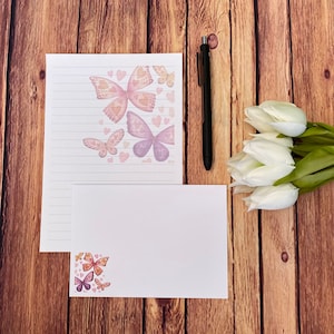 Bonito juego de escritura con forma de mariposa, tamaño A5, para correo postal, Happy Post, Penpal, papelería personalizada, juego de cartas, papel y sobres para escribir, tamaño A5, papel para notas
