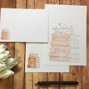 Set di scrittura A5 di Books Stack, posta ordinaria, Happy Post, Penpal, cancelleria personalizzata, set di lettere, carta da lettere e buste A5, carta per appunti