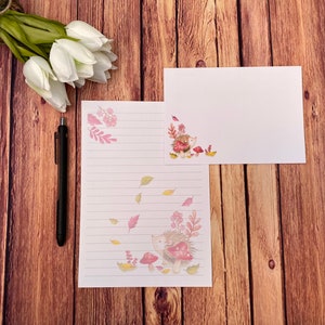 Conjunto de escrita A5 Hedgehog, correio tradicional, correio feliz, amigo por correspondência, papelaria personalizada, conjunto de cartas, conjunto de escrita A5, envelopes, papel para anotações