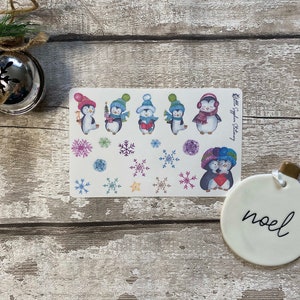 Stickers pingouin hiver, courrier postal, enveloppe décorative, travaux manuels, papier à lettres, Correspondant, papier à lettres, papeterie, agenda autocollants